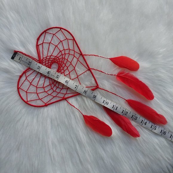 Handmade Shabby Chic Red Heart Shaped Dreamcatcher - Picture 7 of 8